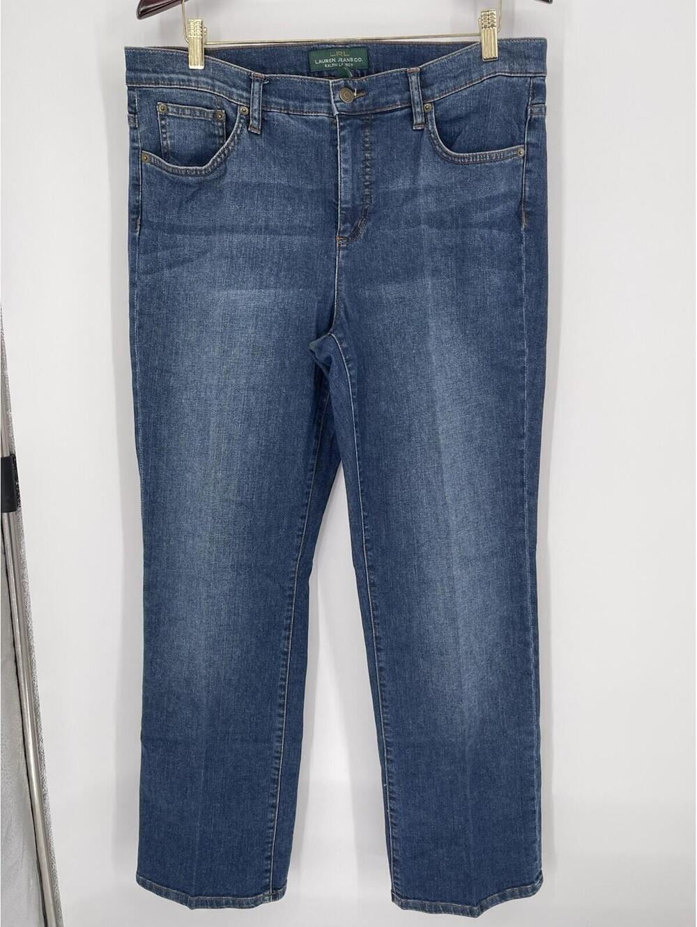 LRL Ralph Lauren Straight Leg Jeans Women's Size 14 Medium Wash Stretch